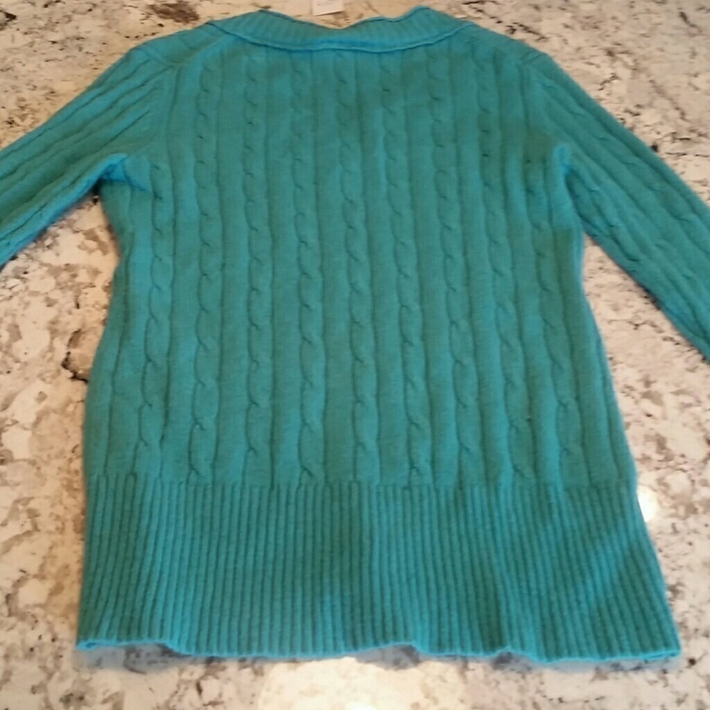 LOFT l Cable knit Teal Pullover C6 - Picture 4 of 5